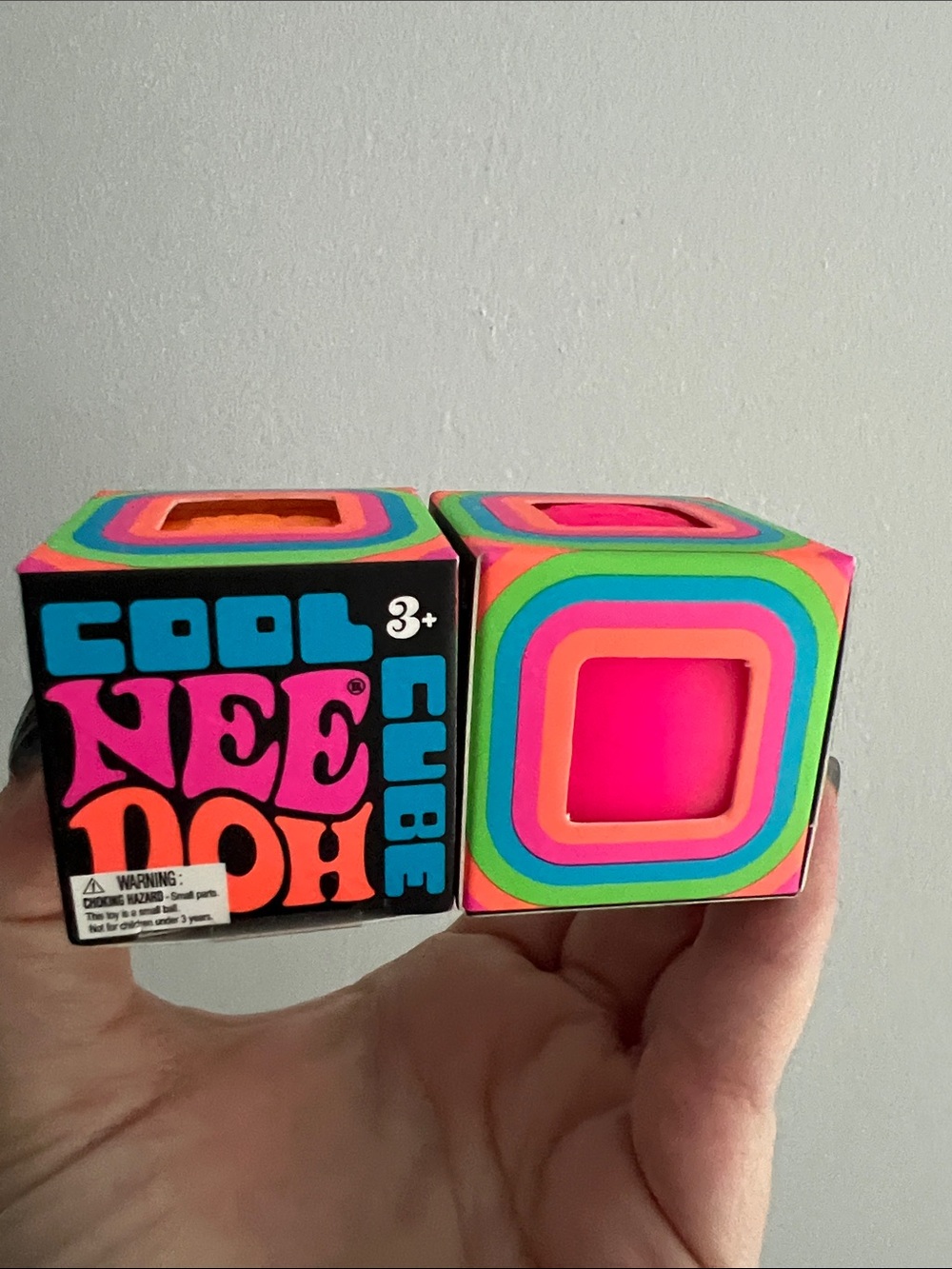 NeeDoh Cool Cube BUNDLE - 2 Cool Cubes, 1 Neon Pink & 1 Neon Orange Squishy Toy